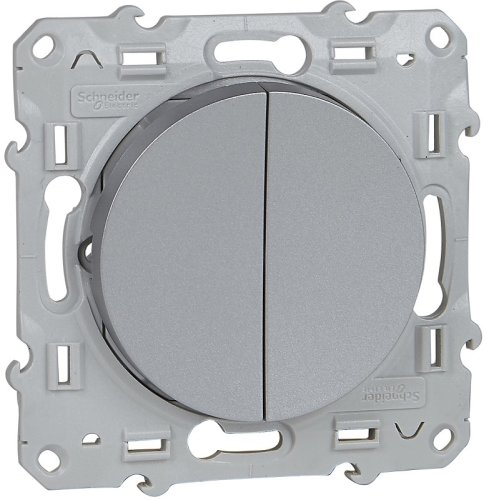 Переключатель без рамки Schneider Electric Odace 2-кл. проходной алюминий картинка